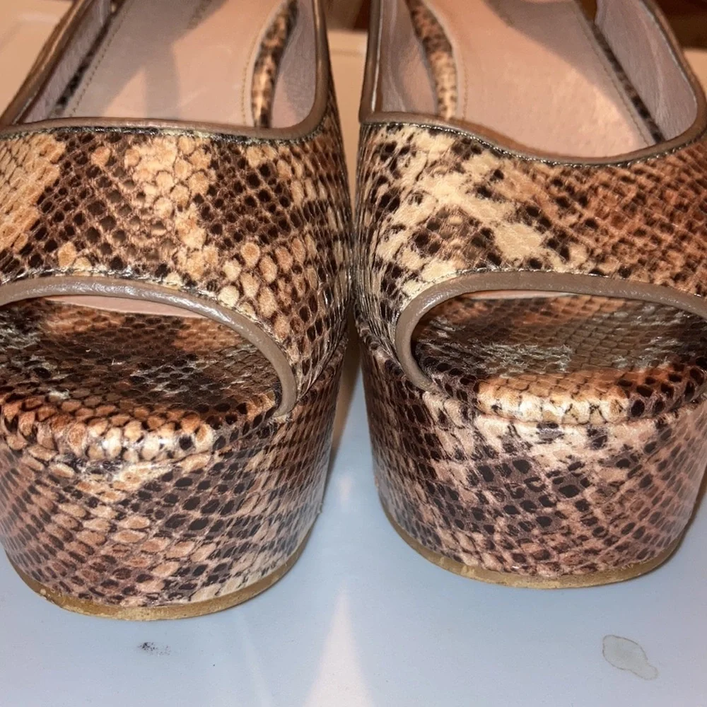 Kurt Geiger Brown Snake-Print Platform Sandals